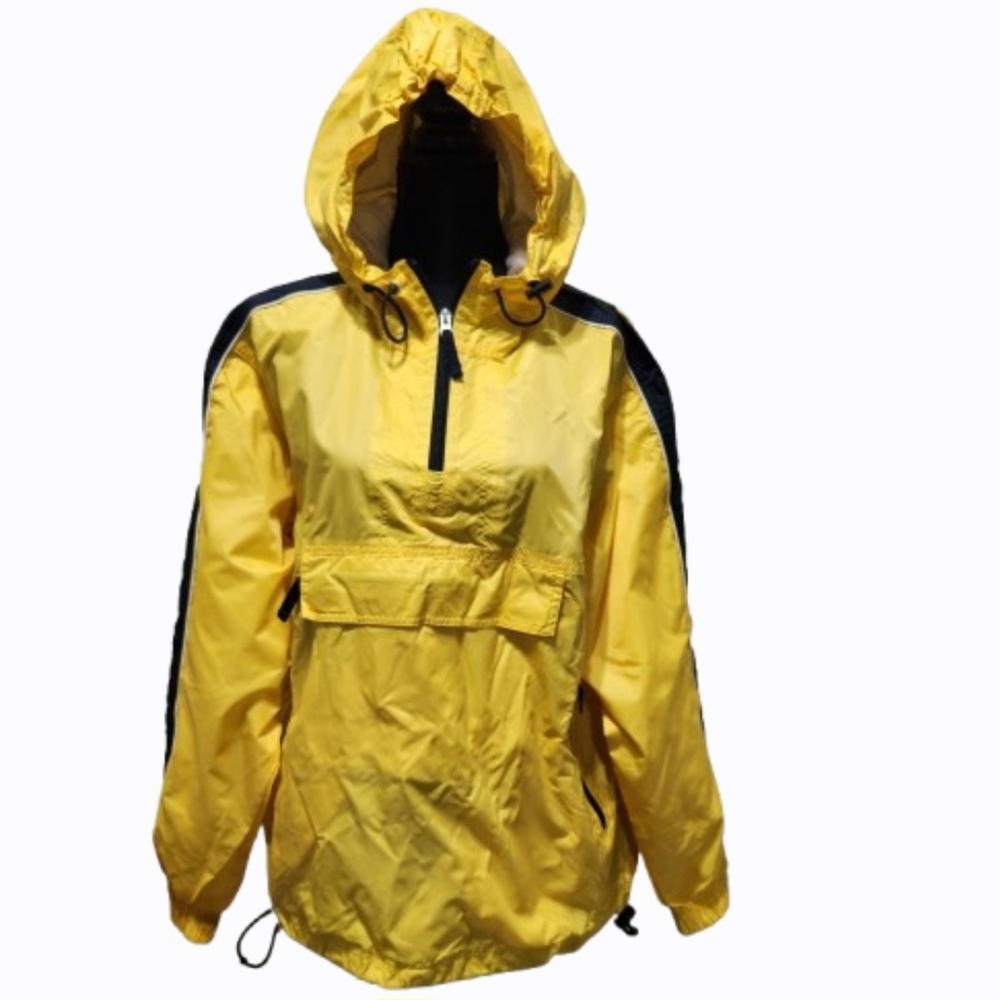 GAP Hooded Anorak Bright Yellow Pullover Windbreaker Rain Jacket (M), VTG Y2K